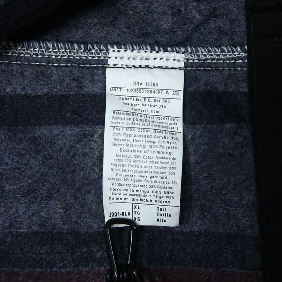 Vintage Carhartt J001 BLK Black Detroit Jacket Size XL Tall - Picture 15 of 16